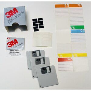 VTG 3pk 3M 3.5" DS Double Side MICRO DISKETTES Floppy Disks + Stickers/Labels